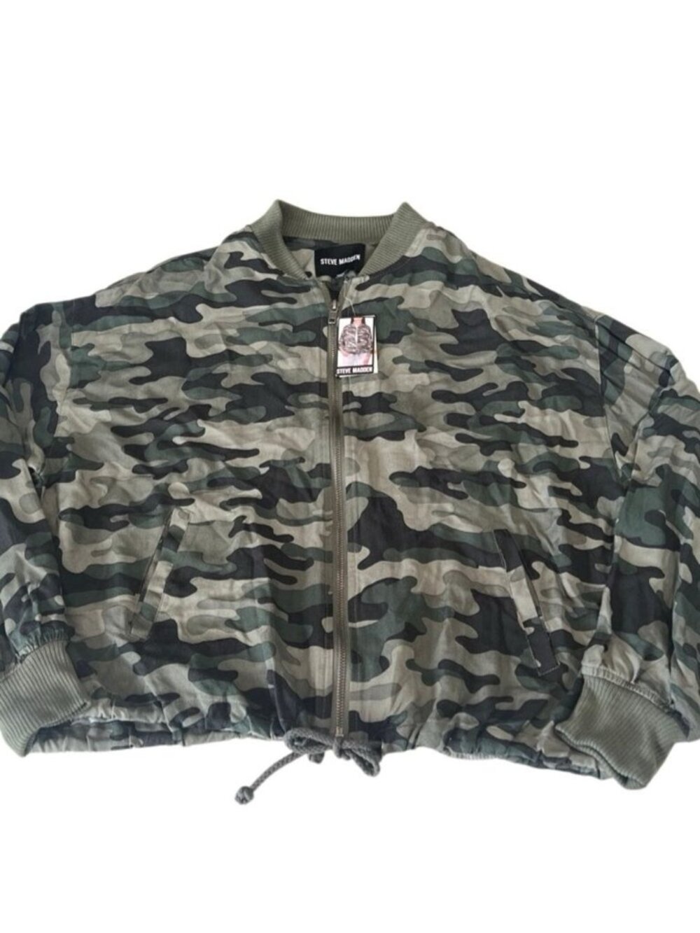 Steve Madden Green Desert Sage Camouflage Full Zip Jacket Size Medium NWT